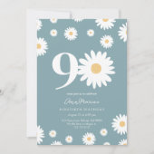 Matte Blue Daisy 90e Invitation anniversaire (Devant)