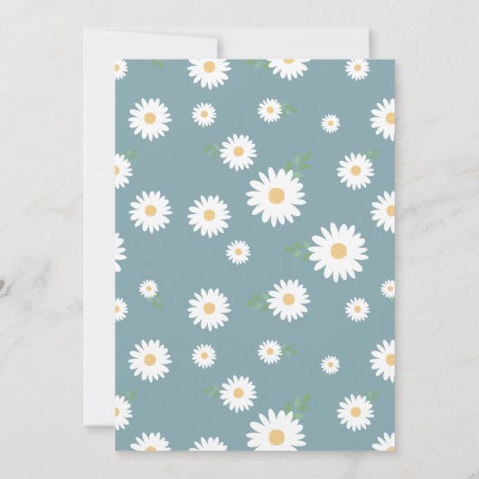 Matte Blue Daisy 90e Invitation anniversaire (Dos)