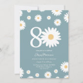Matte Blue Daisy Invitation d'anniversaire 80e (Devant)