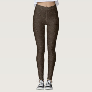 Matte Caiman Schaal Patroon – Donker Rijk Bruin Leggings