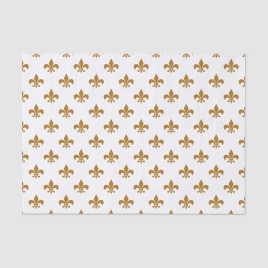 Matte Gold Fleur-de-lis op wit Tissuepapier (Voorkant)
