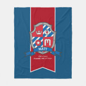 Matte letter M met de naam blauwe deken (Voorkant)