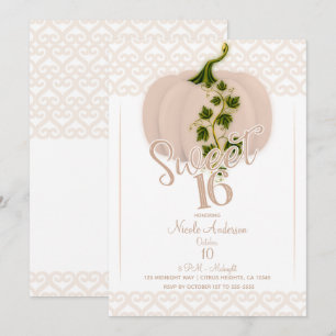 Matte Pink Sweet 16 Hearts Birthday Party Kaart