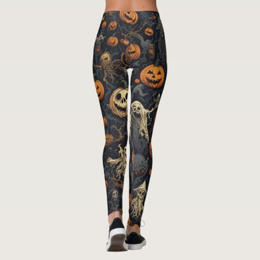 Matte Spooky Pumpkins Ghost Leggings (Achterkant)