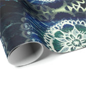 Matte Wrapping Papier, witte blauwe mandala Cadeaupapier (Rol Hoek)
