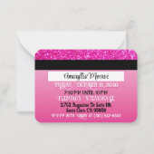 Matte Zwart Roze Credit Kaart Verjaardagsuitnodigi Notitiekaartje (Achterkant)