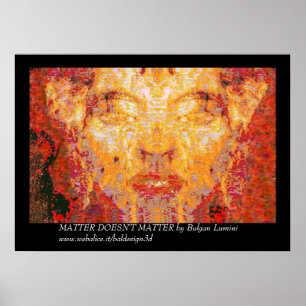 MATTER KOMT ER NIET OP Fractal Masker in Rood Geel Poster