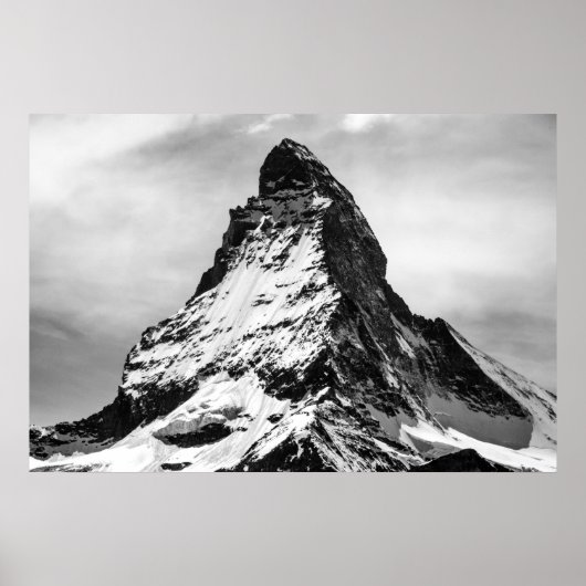 Matterhorn, Alpen zwart-wit Poster (Voorkant)