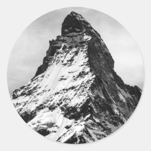 Matterhorn, Alpen zwart-wit Ronde Sticker