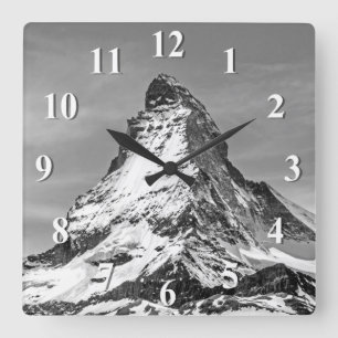 Matterhorn Black en White Vierkante Klok