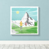 Matterhorn reisposter Zwitserland Canvas Afdruk (Insitu (Houten vloer))