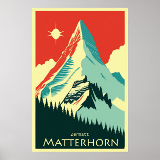 Matterhorn, Zermatt, Zwitserland,Ski Poster