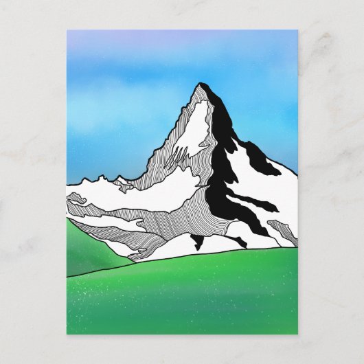 Matterhorn Zwitserland Line art waterverf Briefkaart (Voorkant)