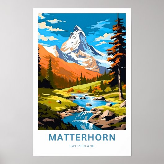 Matterhorn Zwitserland Reisprint Poster (Voorkant)