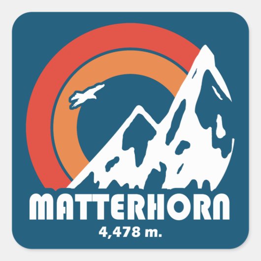 Matterhorn Zwitserland Sun Eagle Vierkante Sticker (Voorkant)
