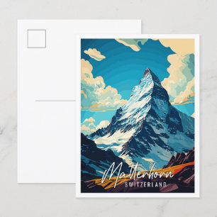 Matterhorn Zwitserland vintage reisillustratie Briefkaart