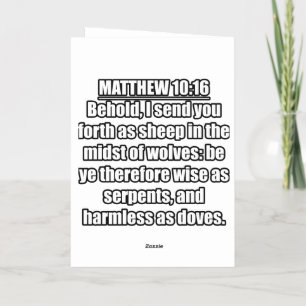 Matteüs 10:16 KJV Bijbel Verse Typografie Folie Wenskaart