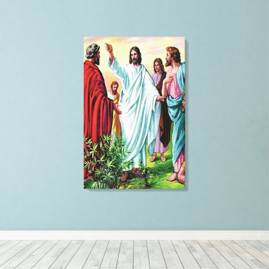 Matteüs 10 Jezus stuurt het twaalf canvas uit (Insitu (Houten vloer))