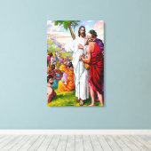 Matteüs 14:13-21 Jesus Feeds 5000 Mannen Canvas Afdruk (Insitu (Houten vloer))