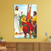 Matteüs 4:18-22 Jezus roept vissers 2 canvas Afdruk (Insitu (Woonkamer))
