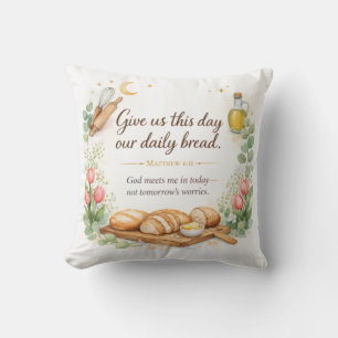 Matteüs 6:11, Messiaanse Joodse Decor, Bijbelvers Kussen
