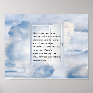 Matteüs 6:6 Wanneer u bidt Christelijke Bijbelvers Poster