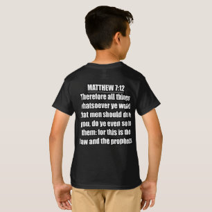 Matteüs 7:12 KJV Bijbelvers typografie T-shirt