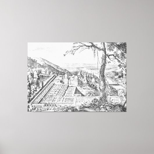 Matthäus Merian: Heidelberg - Hortus Palatinus Canvas Afdruk (Voorkant)
