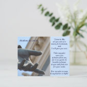 Mattheüs 11 28 30 Schriftgedeelte Geheugen Kaart (Staand voorkant)