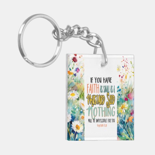 Mattheüs 17:20 Geloof als mosterdzaadbijbelvers Sleutelhanger (Voorkant Links)