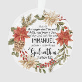 Mattheüs 1:23 Immanuël God met ons Kerstmis Bloeme Ornament (voorkant)