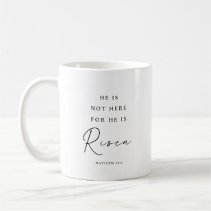 Mattheüs 28:6 Hij is verrezen, Christelijk Pasen Koffiemok