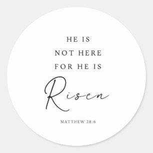 Mattheüs 28:6 Hij is verrezen, Christelijk Pasen Ronde Sticker