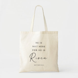 Mattheüs 28:6 Hij is verrezen, Christelijk Pasen Tote Bag