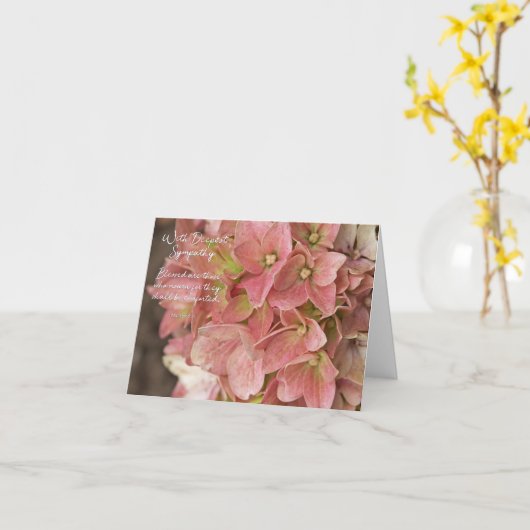 Mattheüs 5:4 Hydrangea Sympathie Kaart (Gele Bloem)