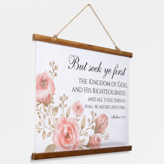 Mattheüs 6:33 Zoekt de eerste bloemlezing Hangend Wandkleed (Gebogen)