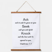 Mattheüs 7:7 Vraag Zoekt Klop Bijbelvers Hangend Wandkleed (Voorkant)
