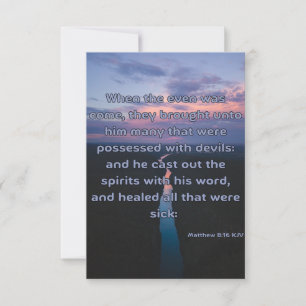 Mattheüs 8:16 KJV Bijbel Schrift Pic Groet Kaart