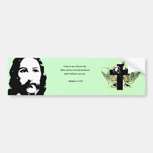 MATTHEW 11:28 BUMPERSTICKER (Voorkant)