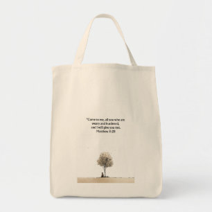 Matthew 11:28 Christelijke boodschappentas Gesch Tote Bag