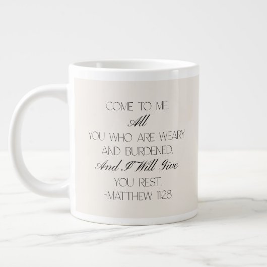 Matthew 11:28 Hope Bible Verse Mug  Extra Grote Beker (Links)