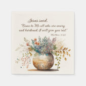 Matthew 11:28 Jezus zei: "Kom naar me Bijbelverse" Servet (Voorkant)