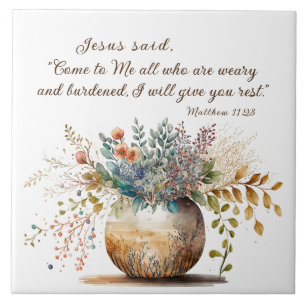Matthew 11:28 Jezus zei: "Kom naar me Bijbelverse" Tegeltje