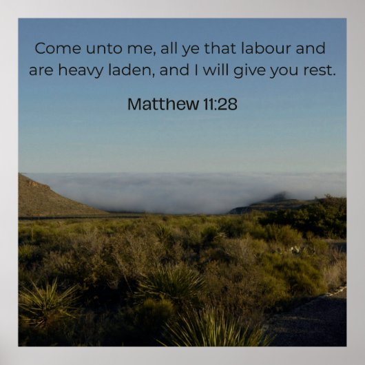 Matthew 11:28 KJV Wall Art – Scripture Poster (Devant)