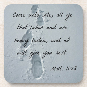 Matthew 11:28 Kom naar me toe, al die arbeid Drankjes Onderzetter