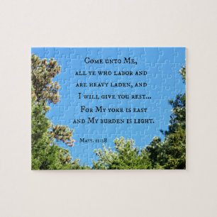 Matthew 11:28 Kom naar me toe iedereen die werkt.. Legpuzzel