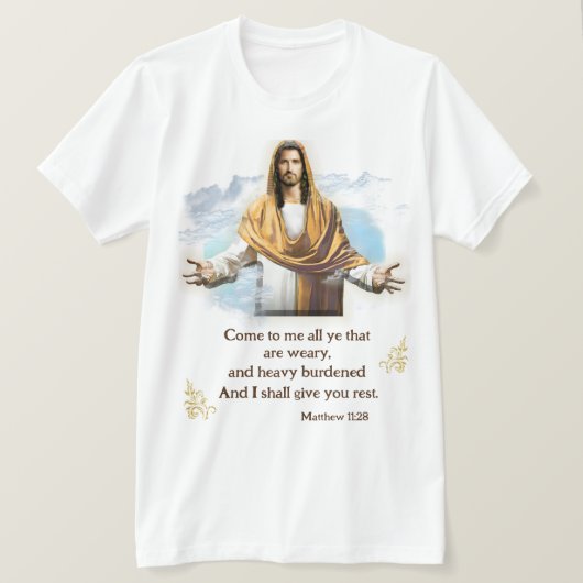 Matthew 11:28 t-shirt (Design voorkant)