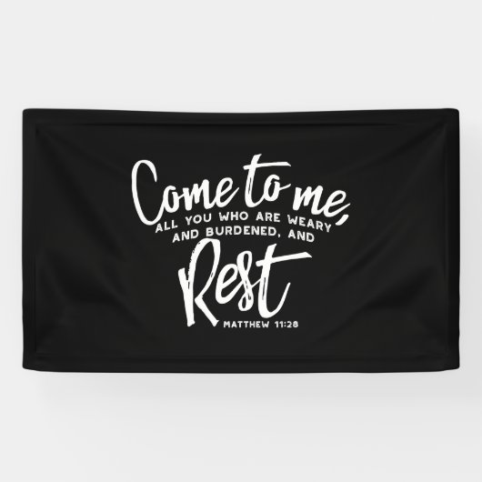 Matthew 11 Bijbelverse Spandoek (Horizontaal)