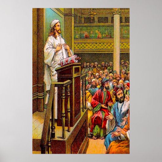 Matthew 13:53-58 Jezus onderwijst in de Synagogue Poster (Voorkant)