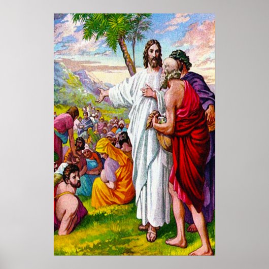 Matthew 14:13-21 Jesus voedt 5000 Mannen Poster (Voorkant)